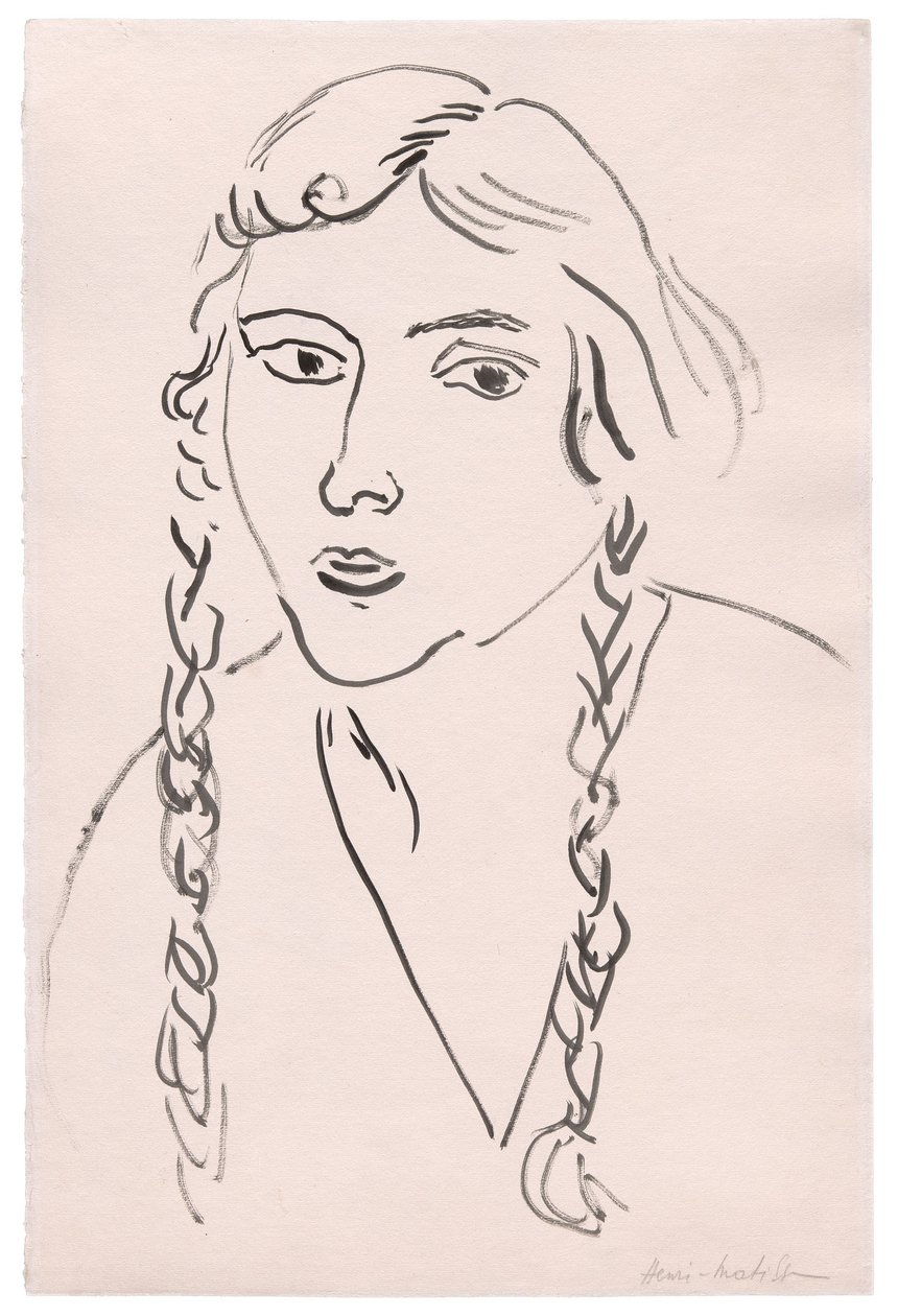 Młoda dziewczyna z warkoczami autorstwa Henri Matisse