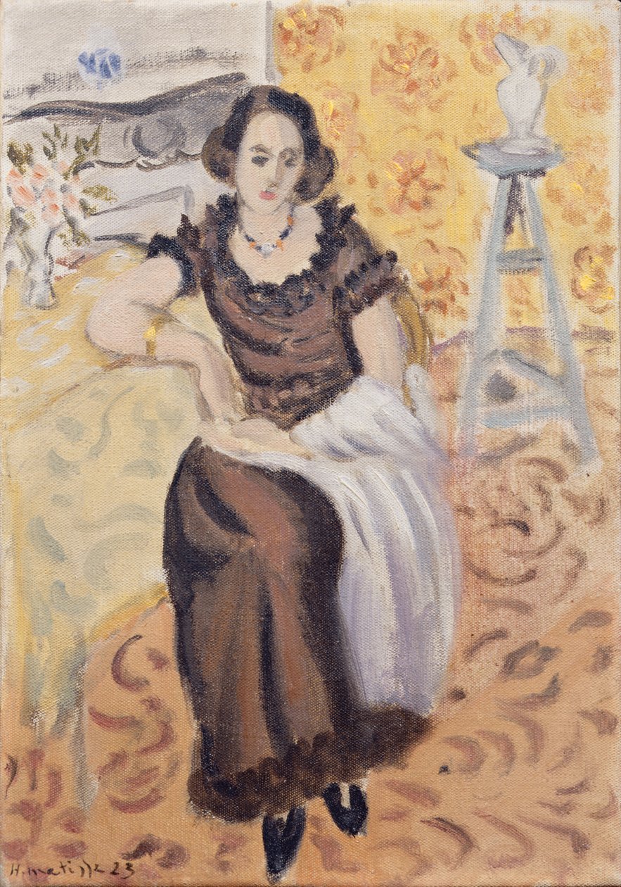 Młoda dziewczyna w czarnej sukience z tafty autorstwa Henri Matisse
