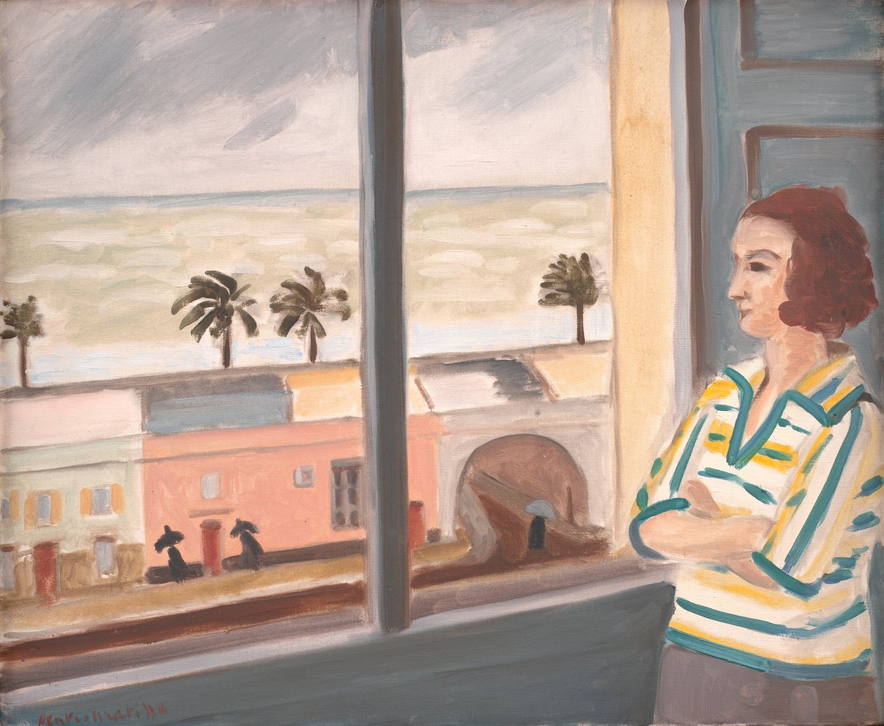 Młoda kobieta spoglądająca na morze, burzowa pogoda autorstwa Henri Matisse