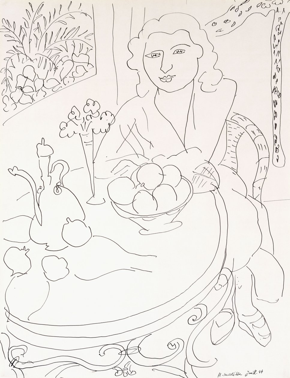Młoda kobieta przy stole autorstwa Henri Matisse