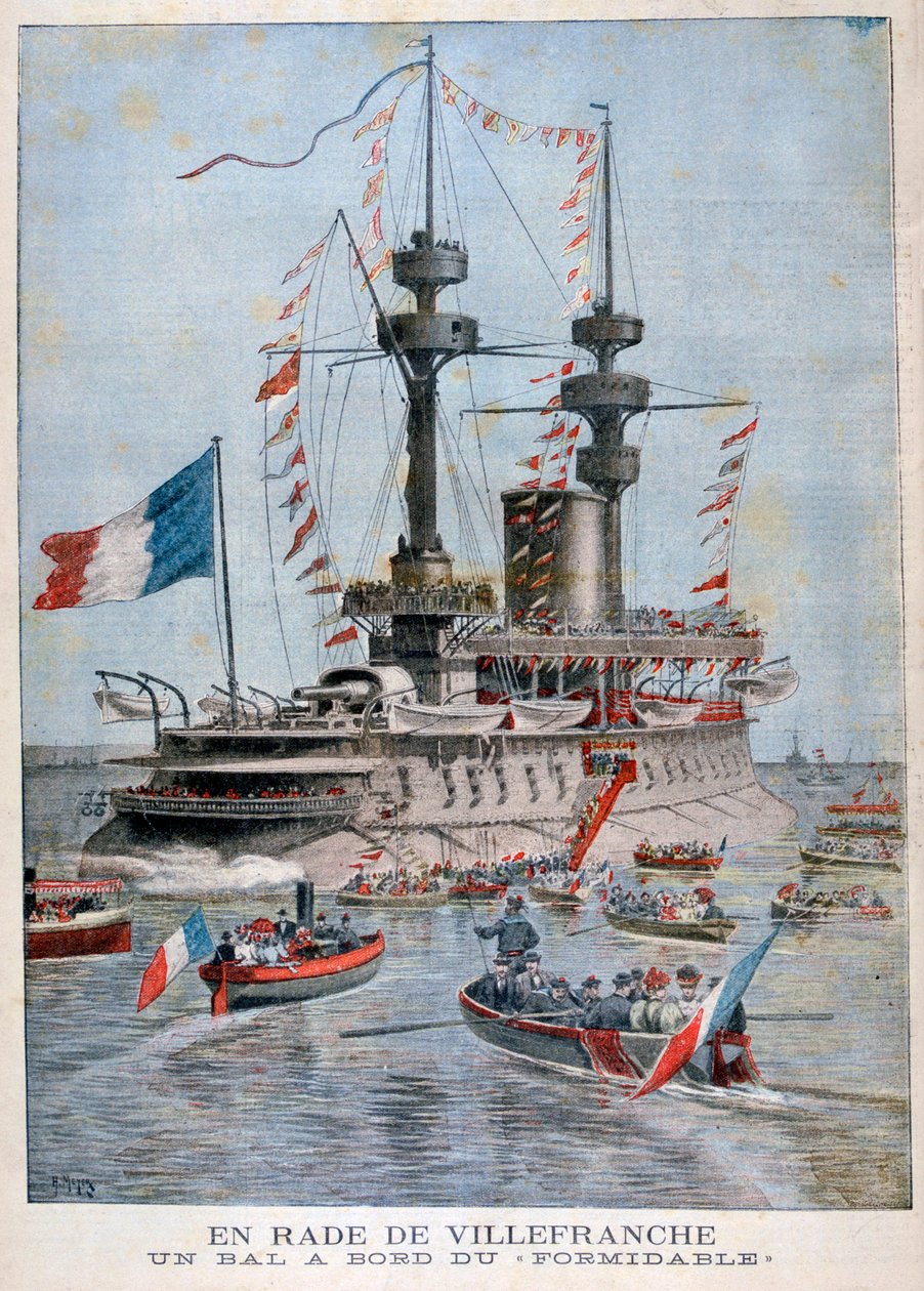 Kula na pokładzie pancernika Formidable, port Villefranche, Francja, 1896 autorstwa Henri Meyer