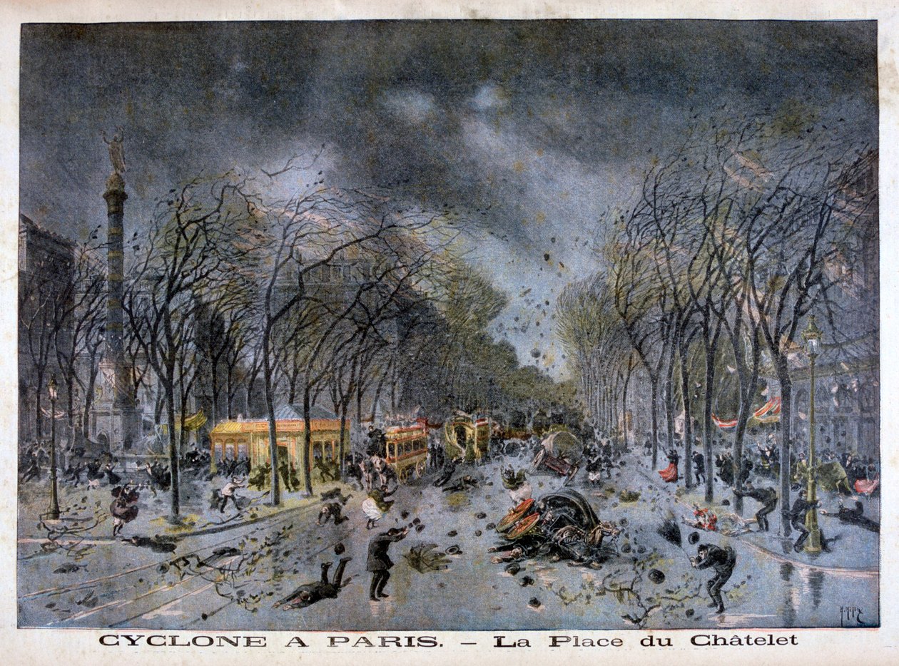 Cyklon w Paryżu, Place du Châtelet, 1896 autorstwa Henri Meyer