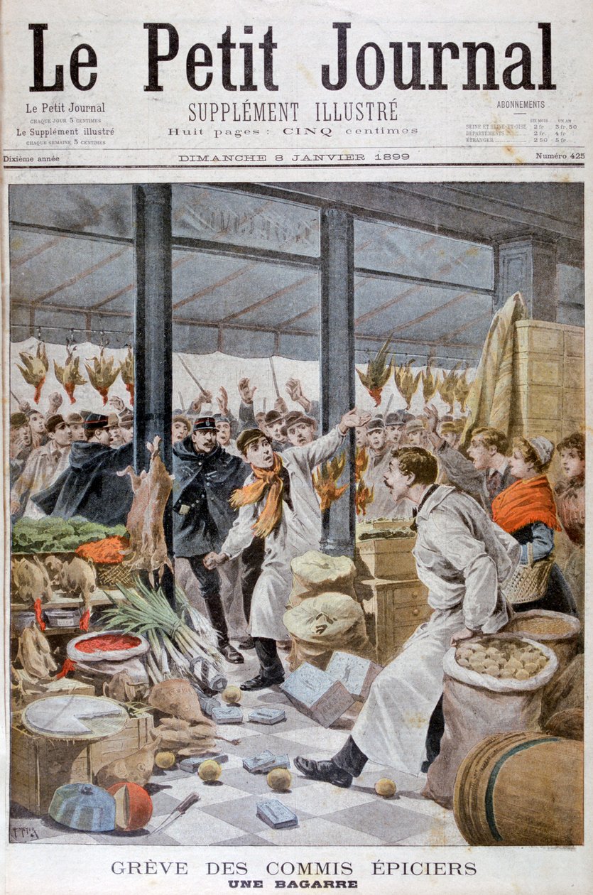 Walka podczas strajku w sklepie spożywczym, Paryż, 1899 autorstwa Henri Meyer