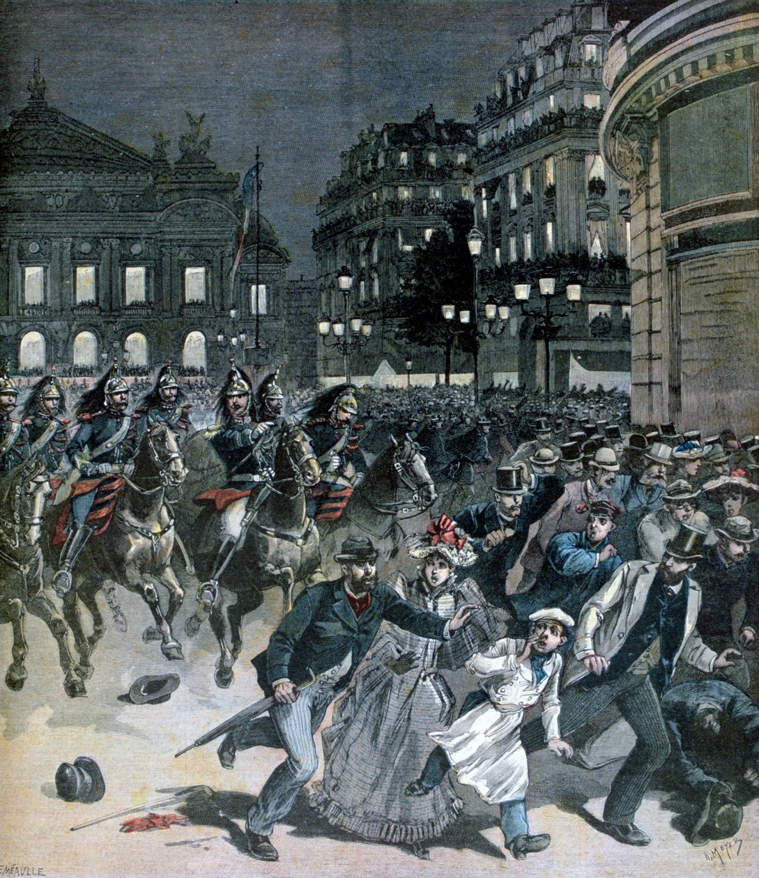 Przedstawienie opery Lohengrin, Place de lOpera, 1891 autorstwa Henri Meyer