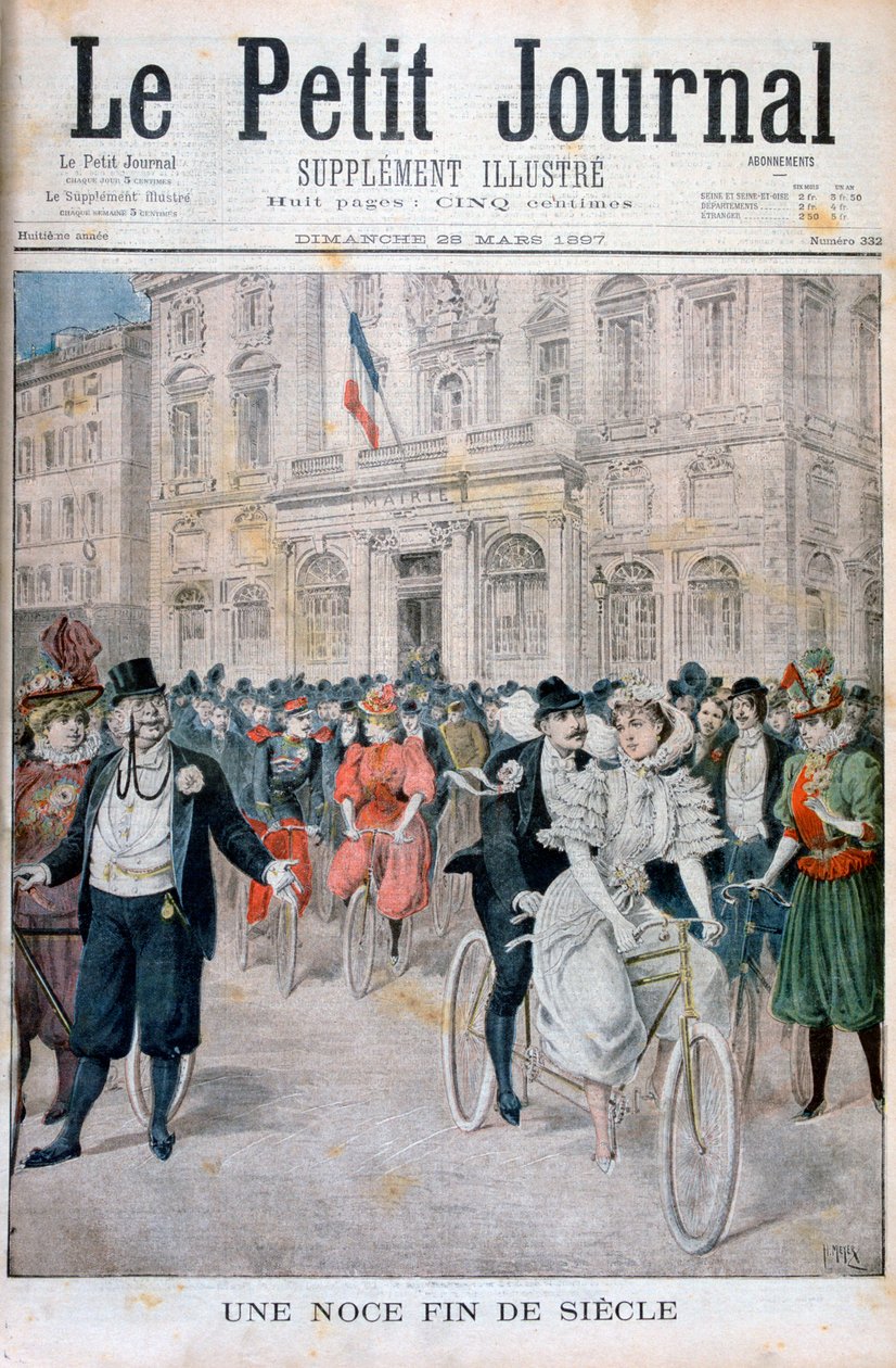 Ślub na rowerze, Francja, 1897 autorstwa Henri Meyer