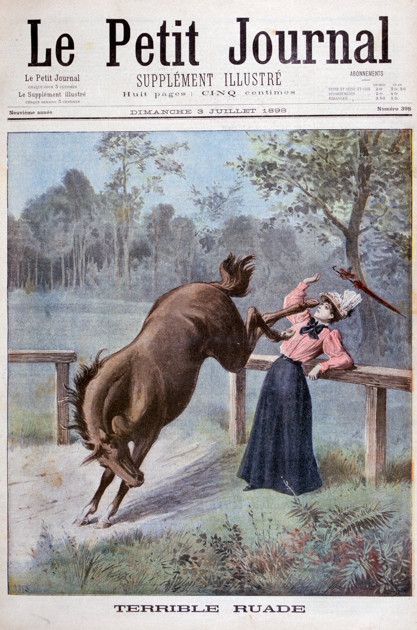 Koń kopnął młodą kobietę, 1898 autorstwa Henri Meyer