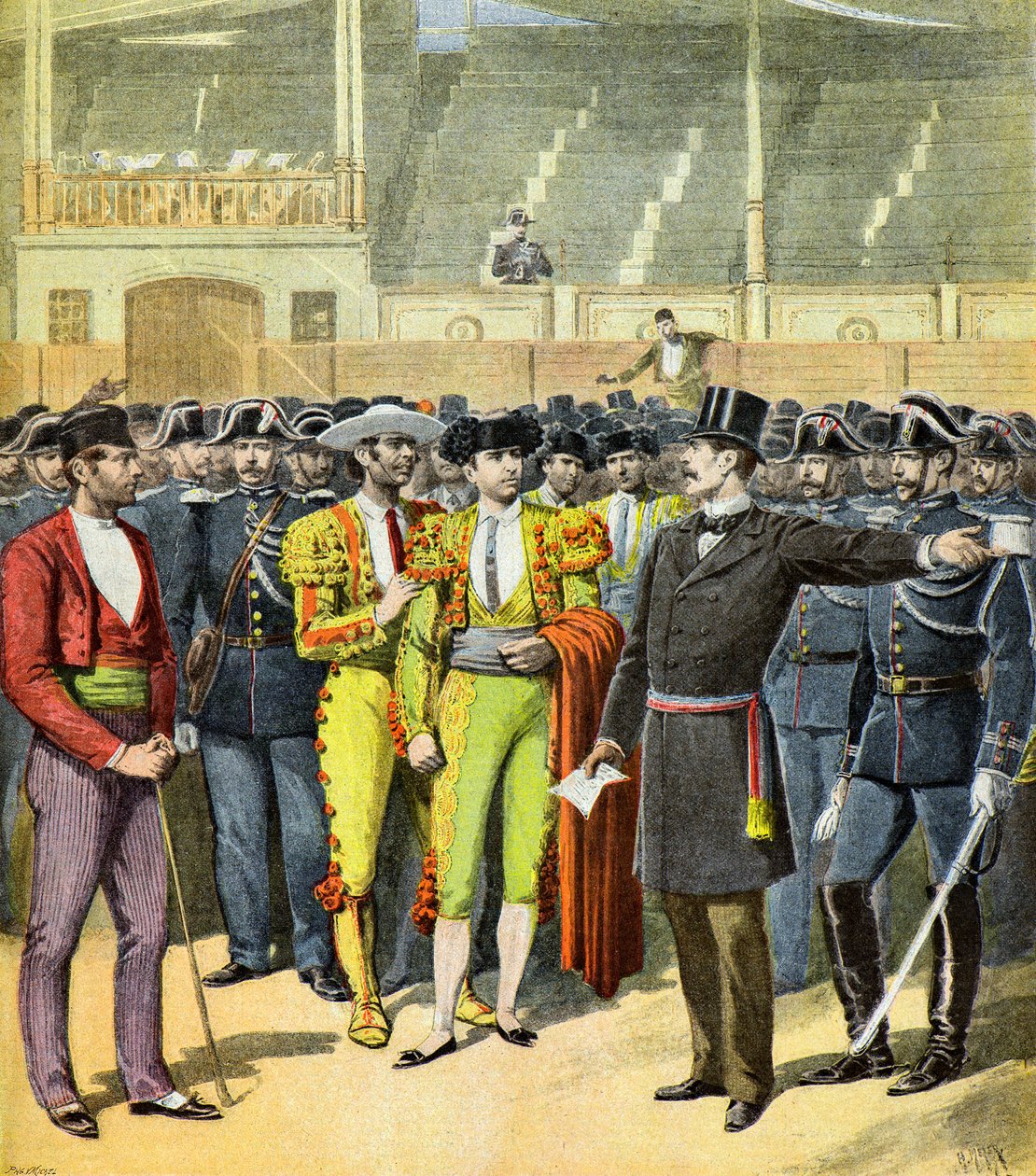 Walki byków zakazane na południu Francji, 1895 r. (ilustracja) autorstwa Henri Meyer