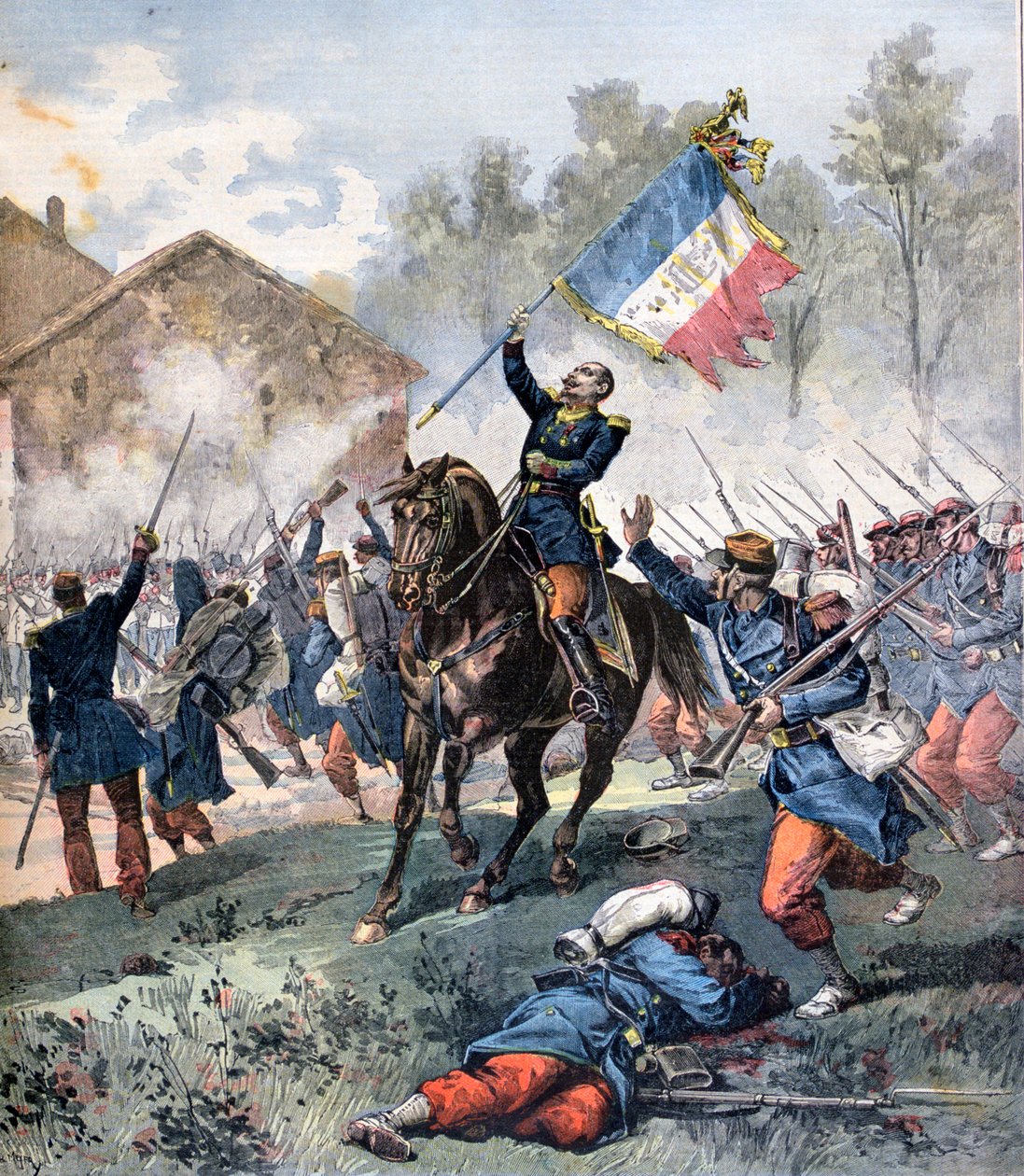 Śmierć pułkownika Malleville, bitwa pod Solferino, 24 czerwca 1859, 1891 autorstwa Henri Meyer