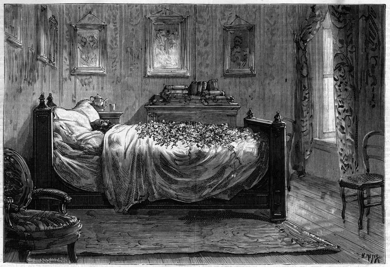 Śmierć Leona Gambetty (1838-1882) Francuskiego polityka - Izba Pogrzebowa - w „The Illustrous Journal” z 1883 r. - Rysunek Henri Meyera (1844-1899) autorstwa Henri Meyer