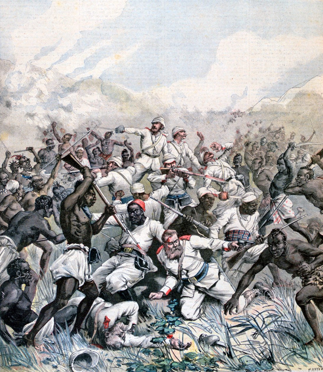 Zniszczenie niemieckiej wyprawy w Afryce, 1891 autorstwa Henri Meyer