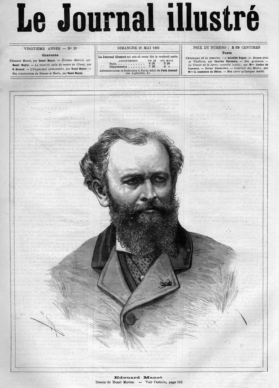 Edouard Manet (1832-1883), francuski malarz - Okładka „The Illustrous Journal” z 1883 r. - Rysunek Henri Meyera (1844-1899) autorstwa Henri Meyer