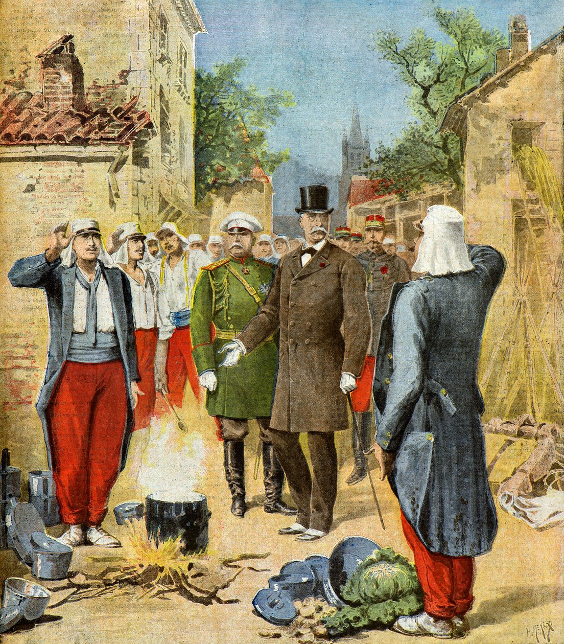 Felix Faure podczas wielkich manewrów, 1895 (ilustracja) autorstwa Henri Meyer