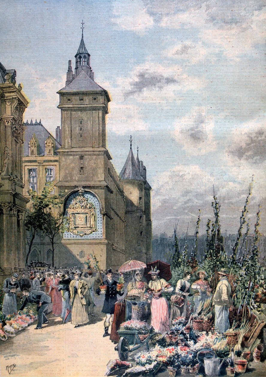 Targ kwiatowy wiosną, Paryż, 1893 autorstwa Henri Meyer