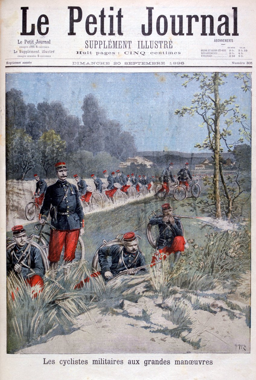 Francuski korpus rowerowy na manewrach wojskowych, 1896 autorstwa Henri Meyer