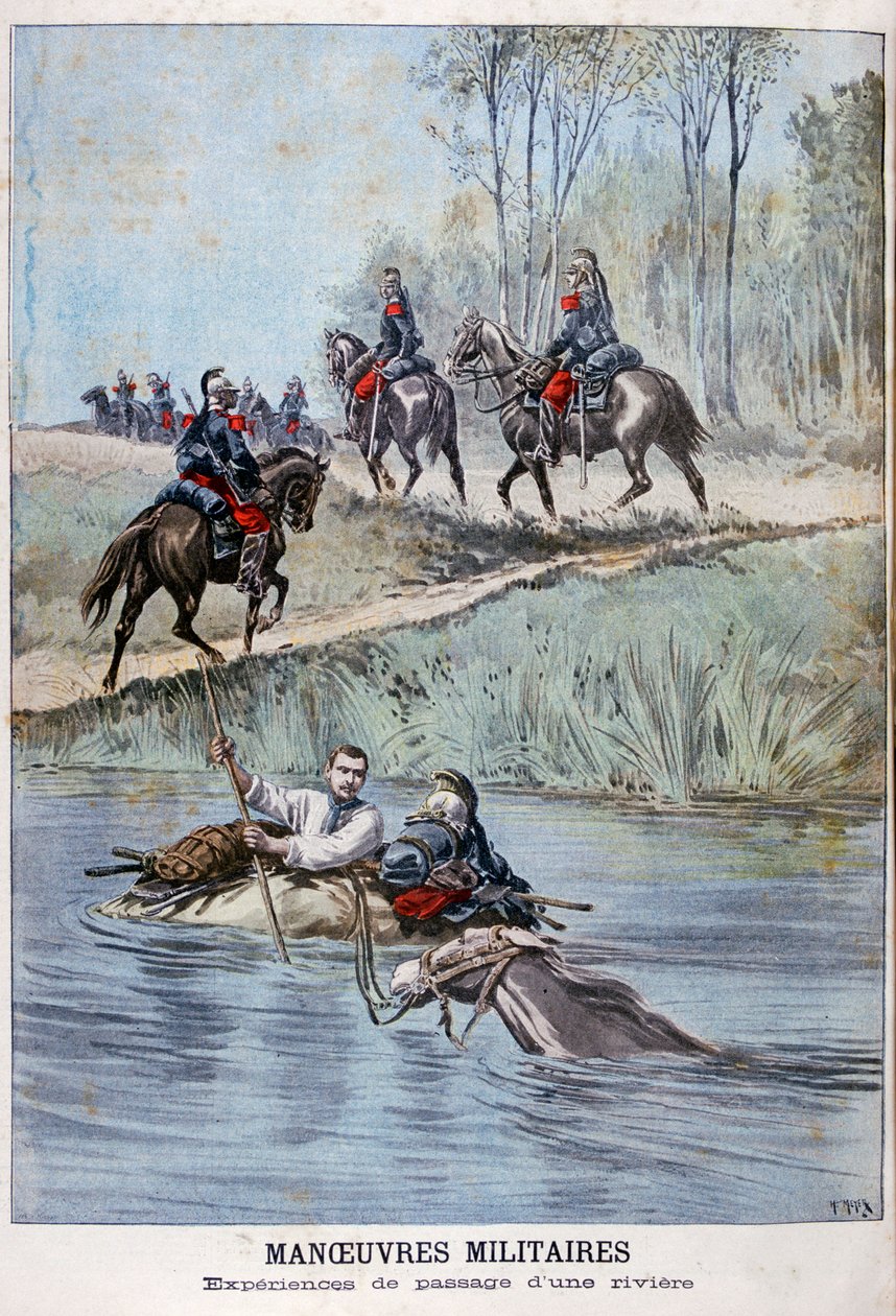 Francuskie manewry wojskowe, fordowanie rzeki, 1898 autorstwa Henri Meyer