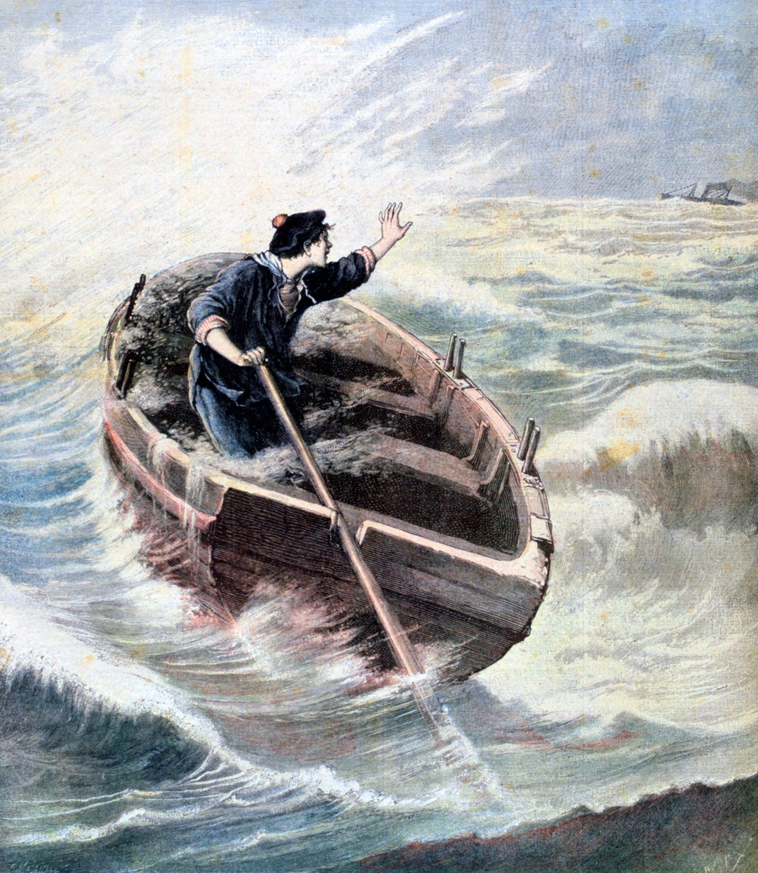 Zagubiony na morzu, 1891 autorstwa Henri Meyer