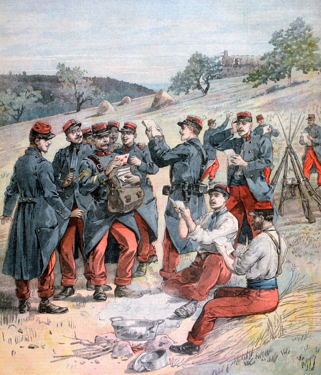 Dostawa poczty przed wielkimi manewrami wojskowymi, 1893 autorstwa Henri Meyer