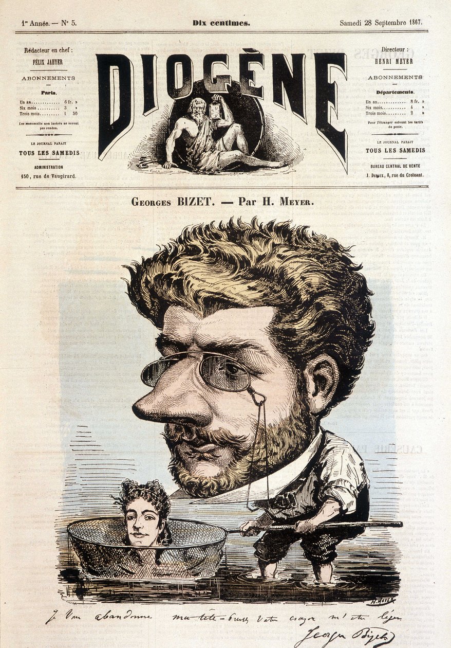 Portret Georgesa Bizeta autorstwa Meyera - w „Diogenesie”, 28.09.1867. autorstwa Henri Meyer