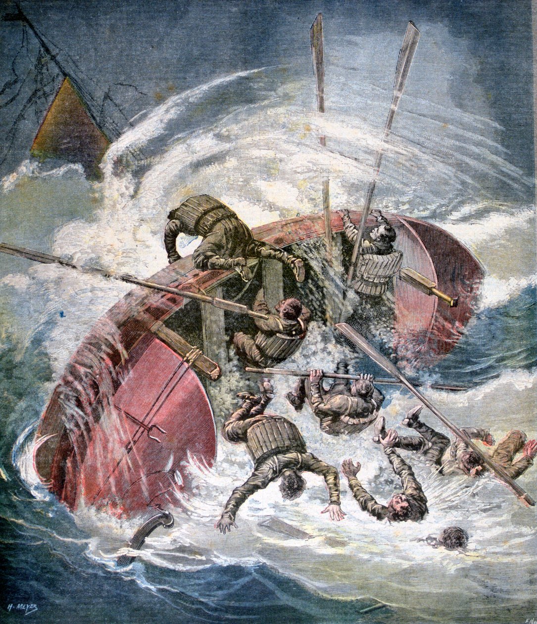 Ratunek z wraku statku podczas burzy w Les Sables-dOlonne, Francja, 1891 autorstwa Henri Meyer