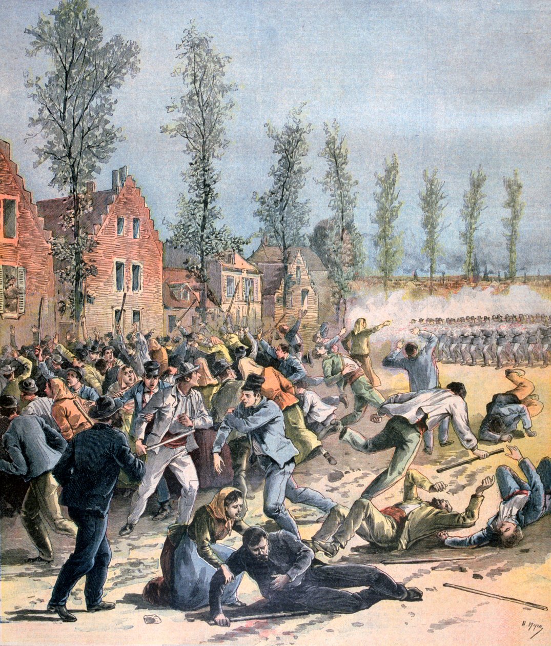 Zamieszki w Mons, Belgia, 1893 autorstwa Henri Meyer