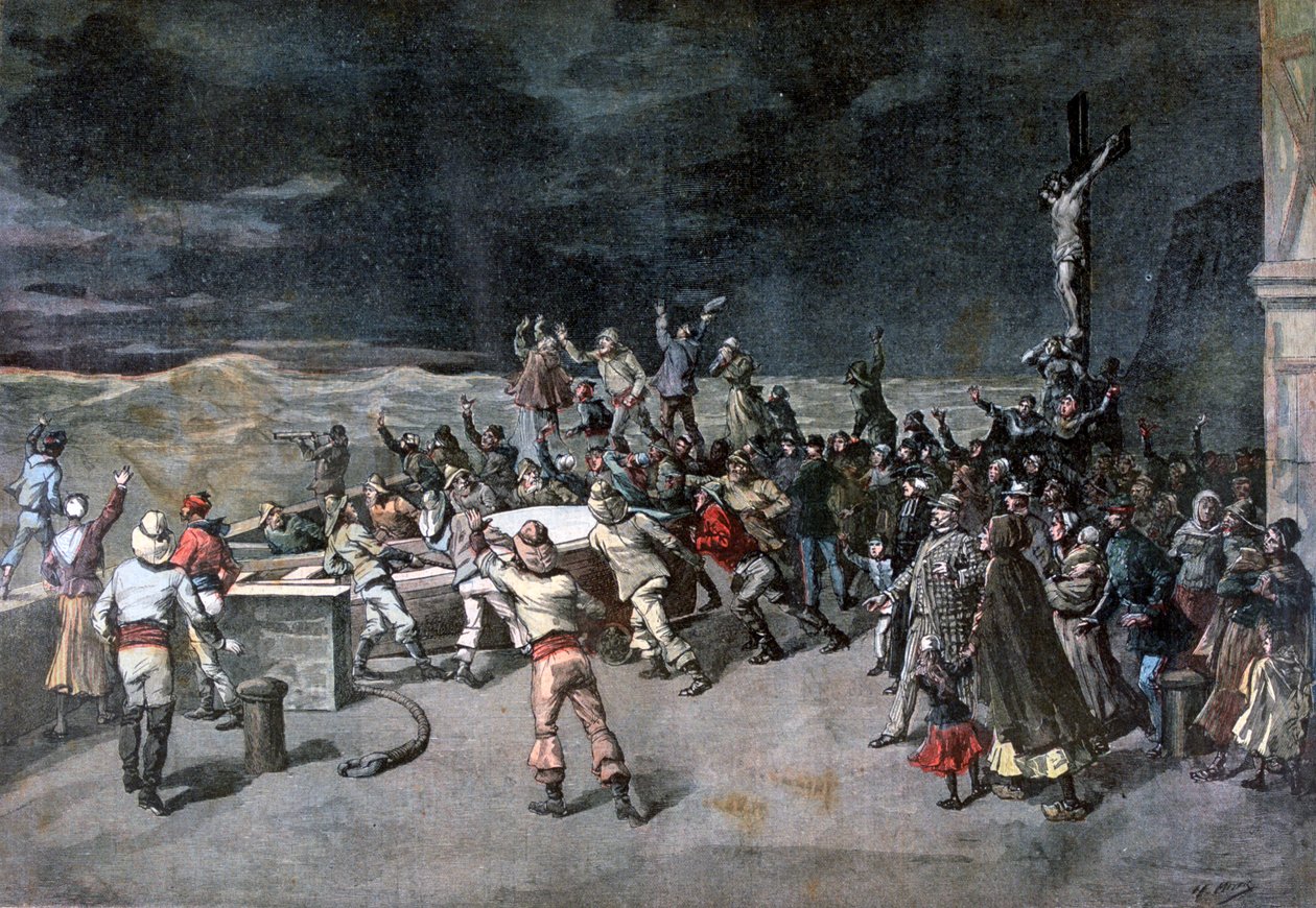 Scena siódma, ratunek, ze sztuki Maitre DArmes, Port Saint-Martin, 1892 autorstwa Henri Meyer