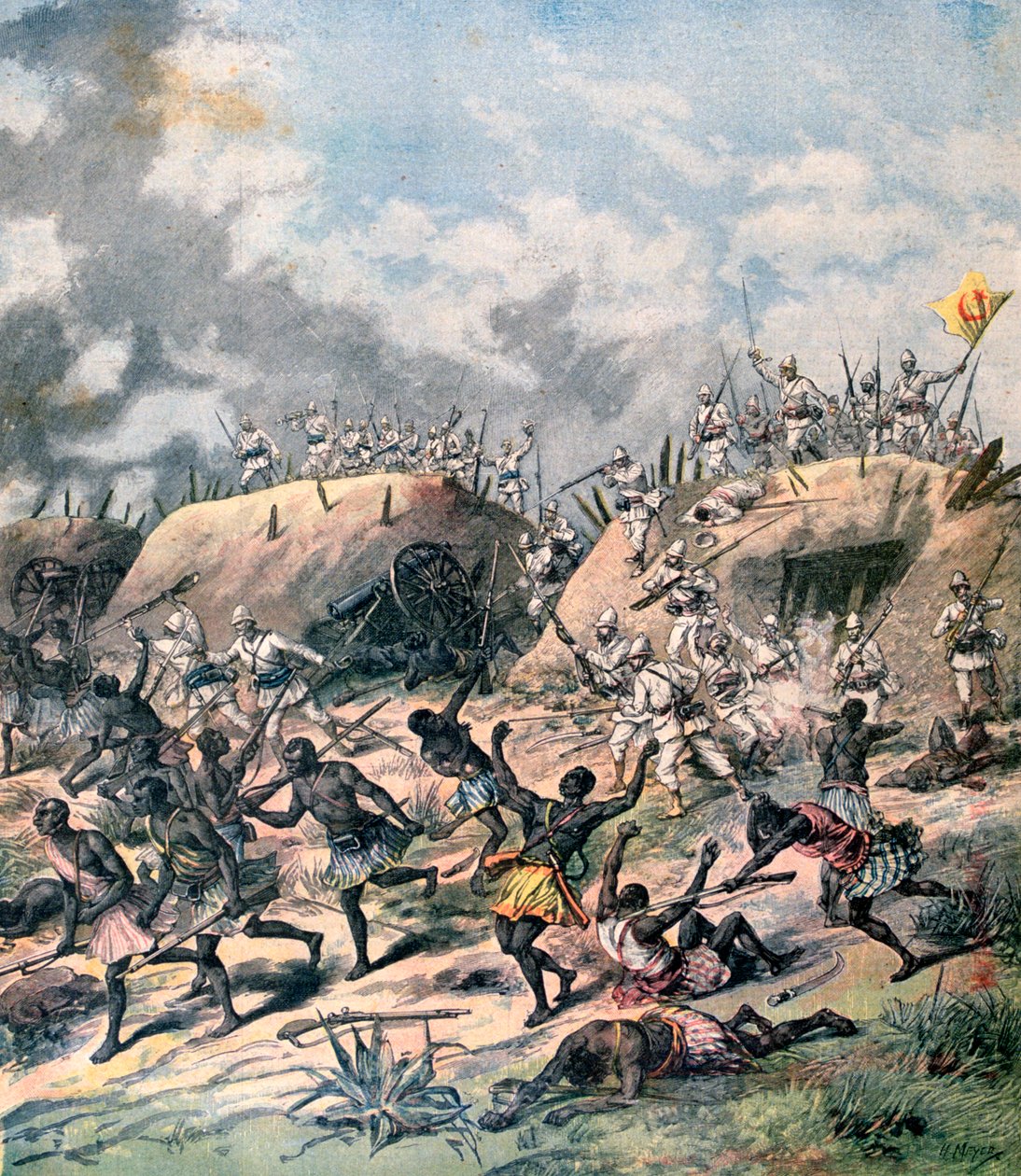 Francuski atak na Kanę, Dahomej, Afryka, 1892 autorstwa Henri Meyer
