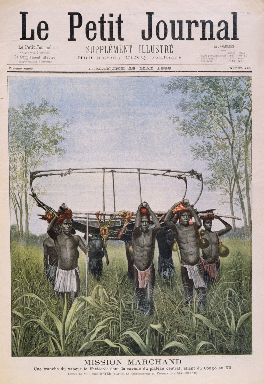 Misja Marchand podróżująca z Konga do Nilu, z Le Petit Journal, 28 maja 1899 r. autorstwa Henri Meyer