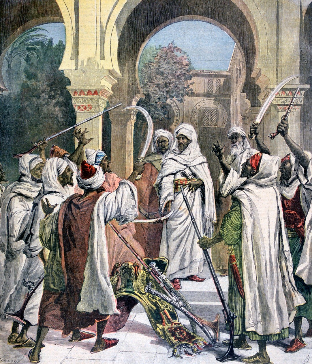 Przywódcy plemienni przysięgający wierność sułtanowi Maroka, 1892 r autorstwa Henri Meyer