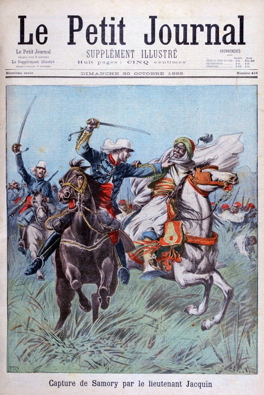 Zdobycie Toure Samory przez porucznika Jacquina niedaleko Guelemou w 1898 roku. autorstwa Henri Meyer