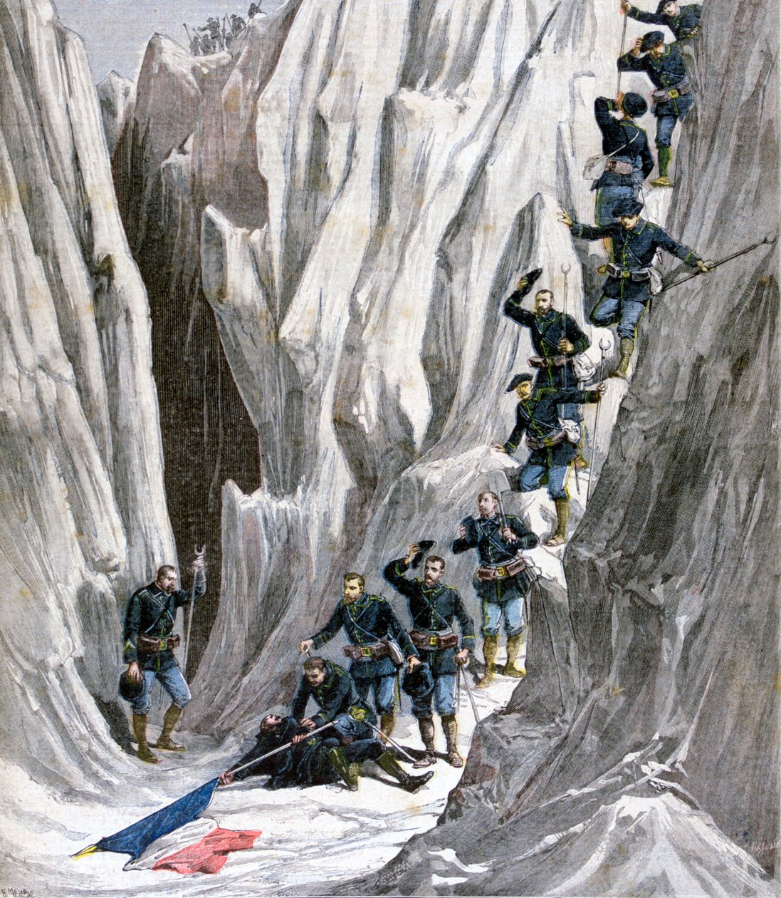 Odkryte zwłoki porucznika Bujona, Alpy Francuskie, 1891 autorstwa Henri Meyer