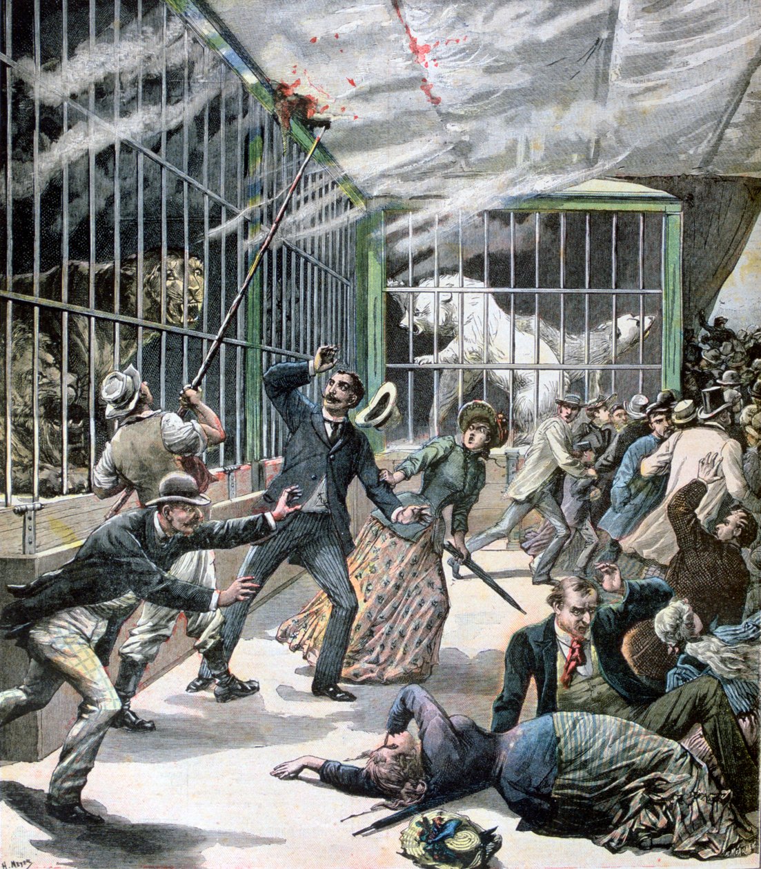 Incydent w menażerii, Montceau-les-Mines, Francja, 1891 r. autorstwa Henri Meyer