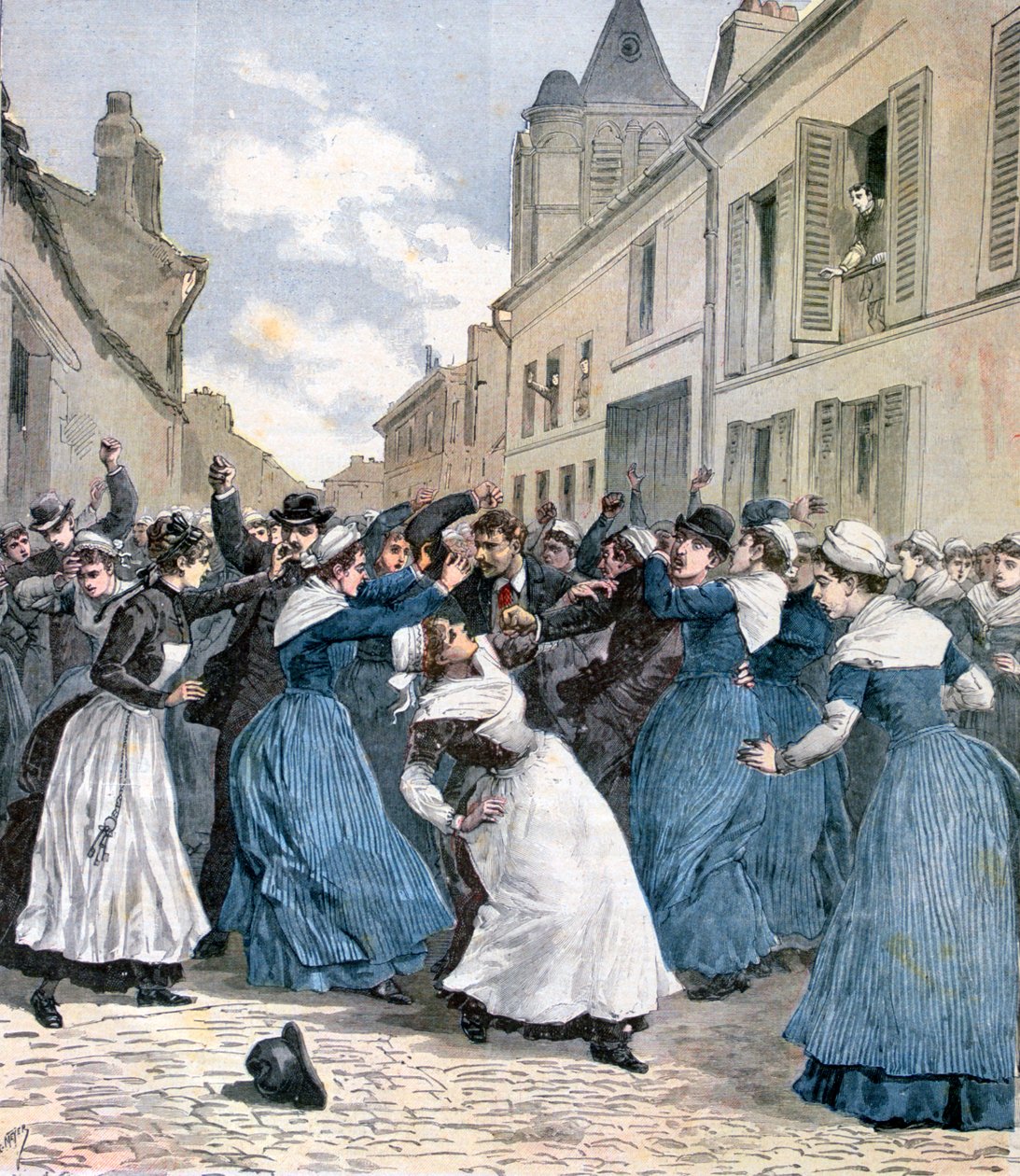 Zabranie szaleńców w Villejuif, Paryż, 1891 autorstwa Henri Meyer