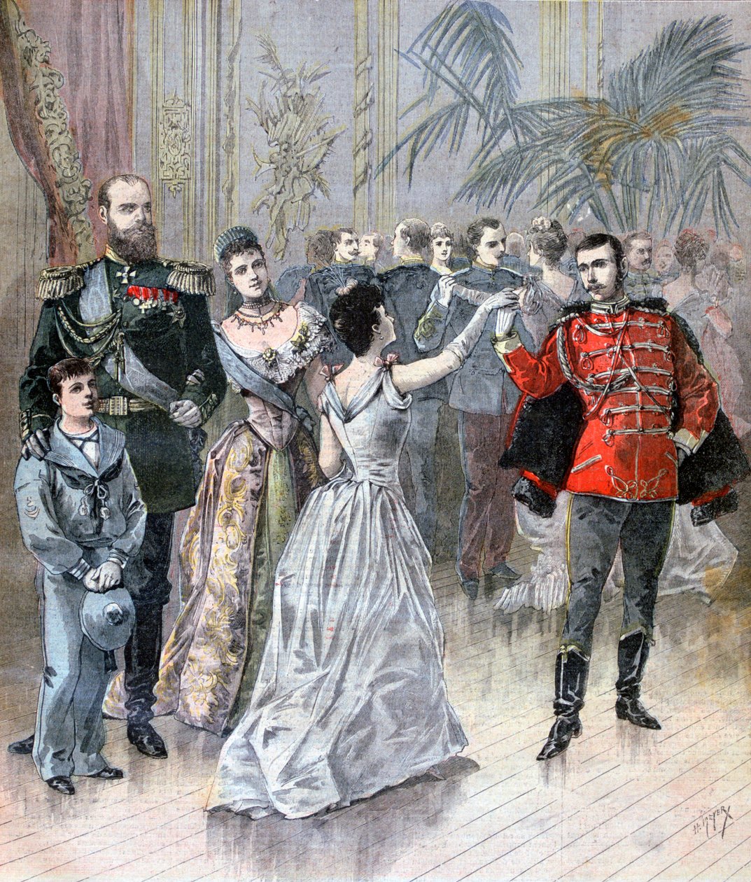 Car Rosji Aleksander III i ambasador Francji w Petersburgu, 1893 autorstwa Henri Meyer