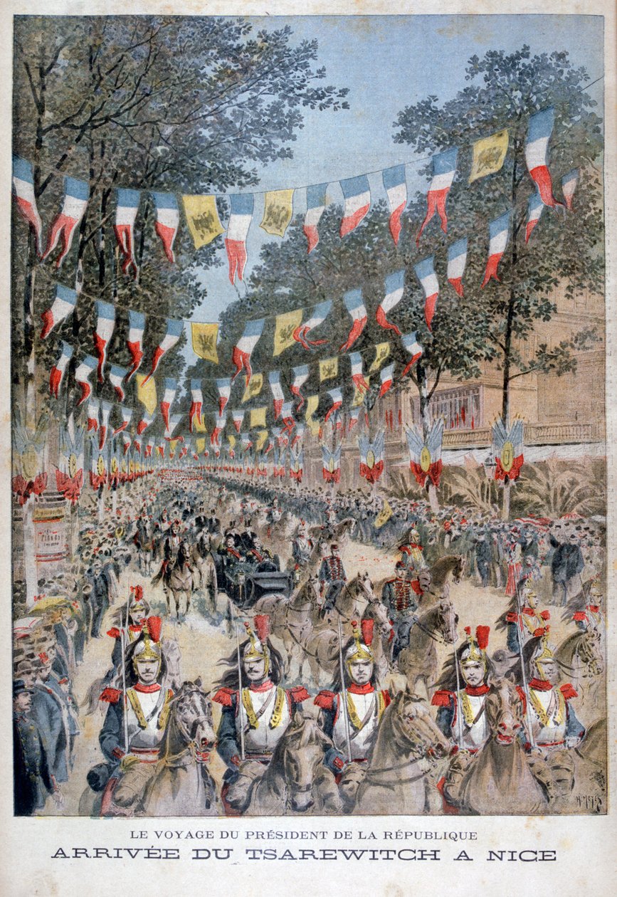 Car Rosji Mikołaj II i prezydent Francji Feliks Faure przybywają do Nicei, 1896 r. autorstwa Henri Meyer
