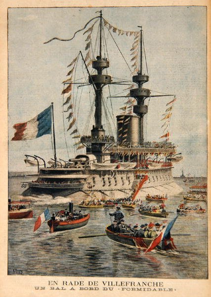 Port Villefranche, bal na pokładzie Formidable, ilustracja z Le Petit Journal, wygrawerowana przez P.H.G.V. Michela, 1 marca 1896 r. autorstwa Henri Meyer