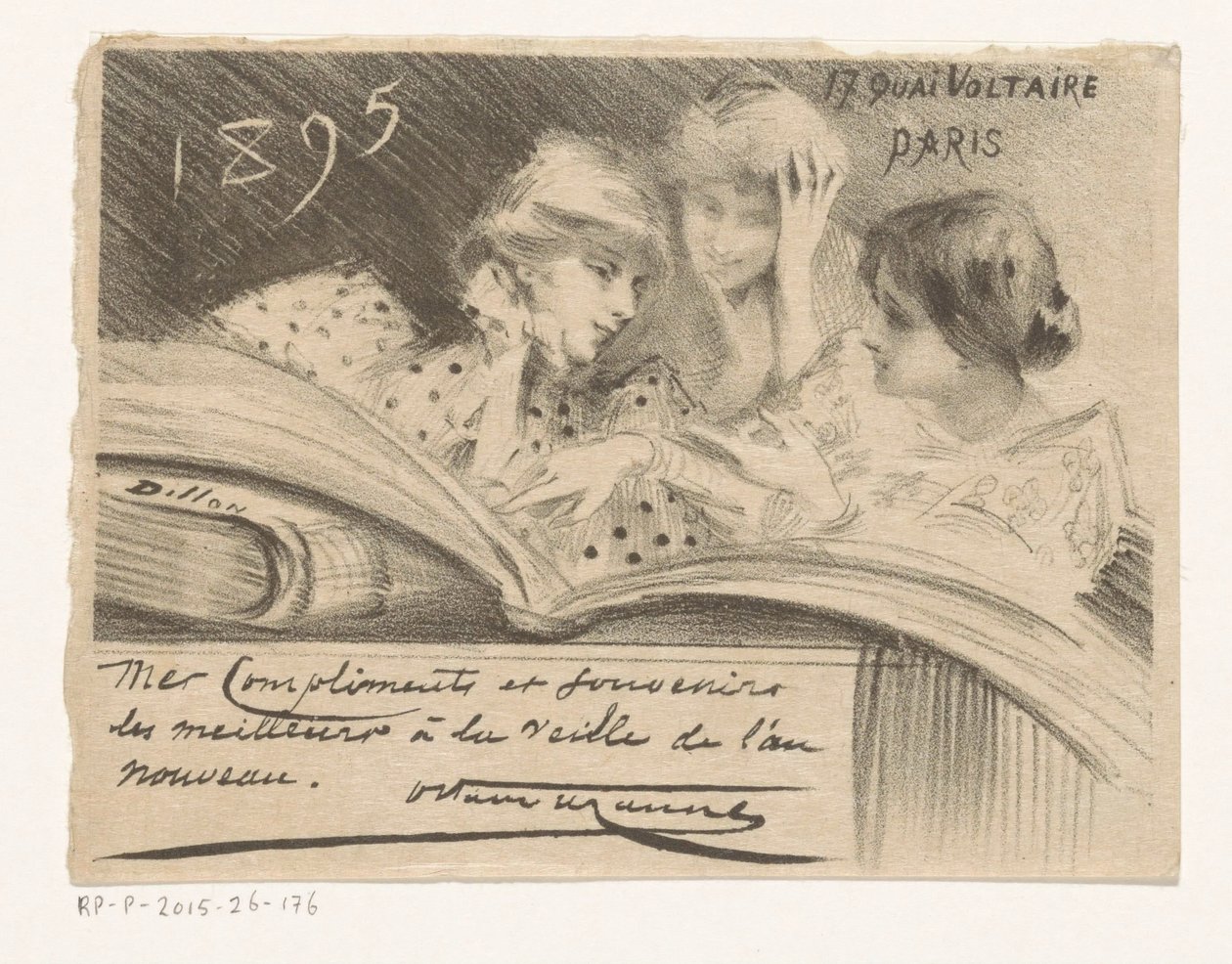 Życzenie noworoczne od Octave Uzanne na rok 1895 autorstwa Henri Patrice Dillon