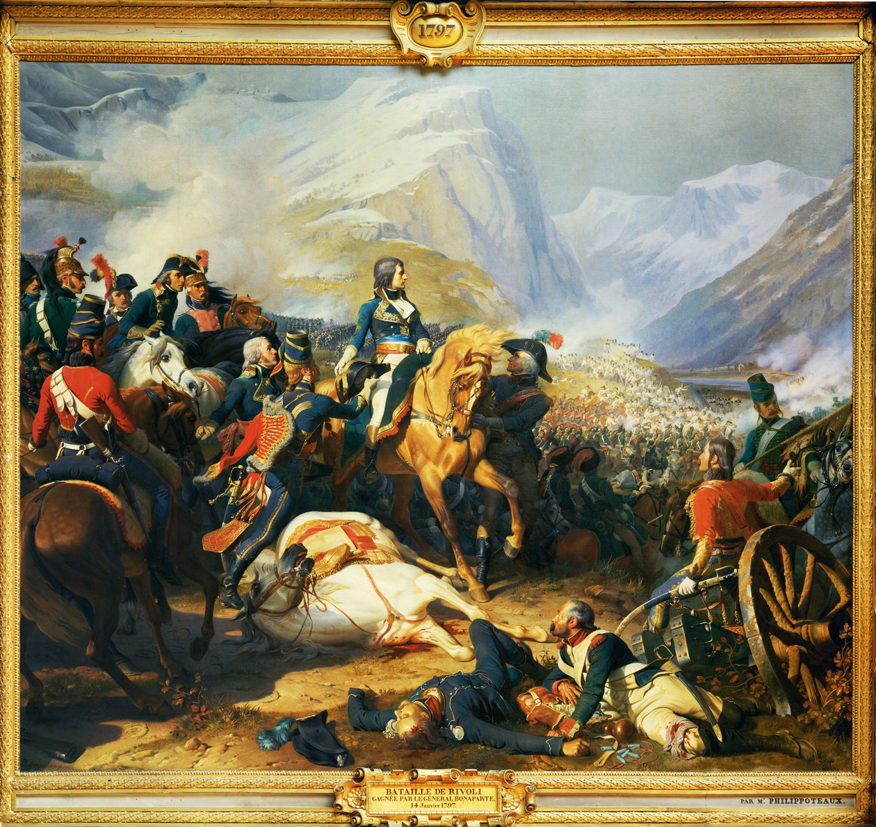 Bitwa pod Rivoli wygrana przez cesarza Napoleona I 14 stycznia ... autorstwa Henri Philippoteaux
