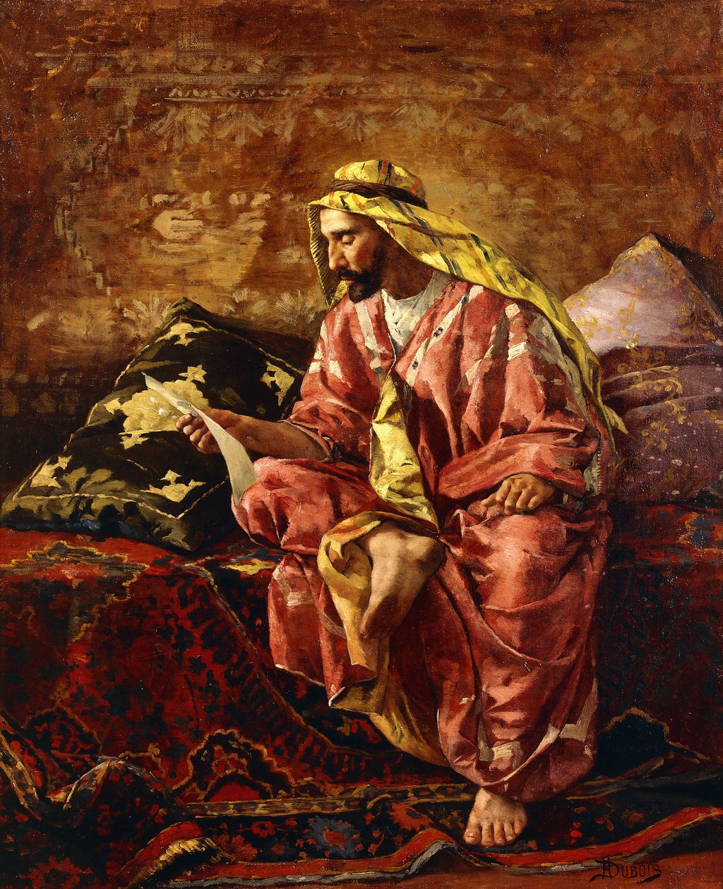 Arab czytający list autorstwa Henri Pierre Hippolyte Dubois