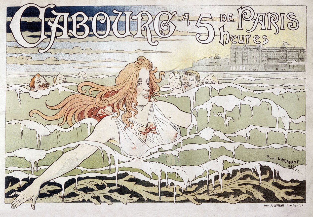Cabourg w 5 h od Paryża - plakat reklamowy Privat Livemont autorstwa Henri Henri Antoine Théodore Livemont