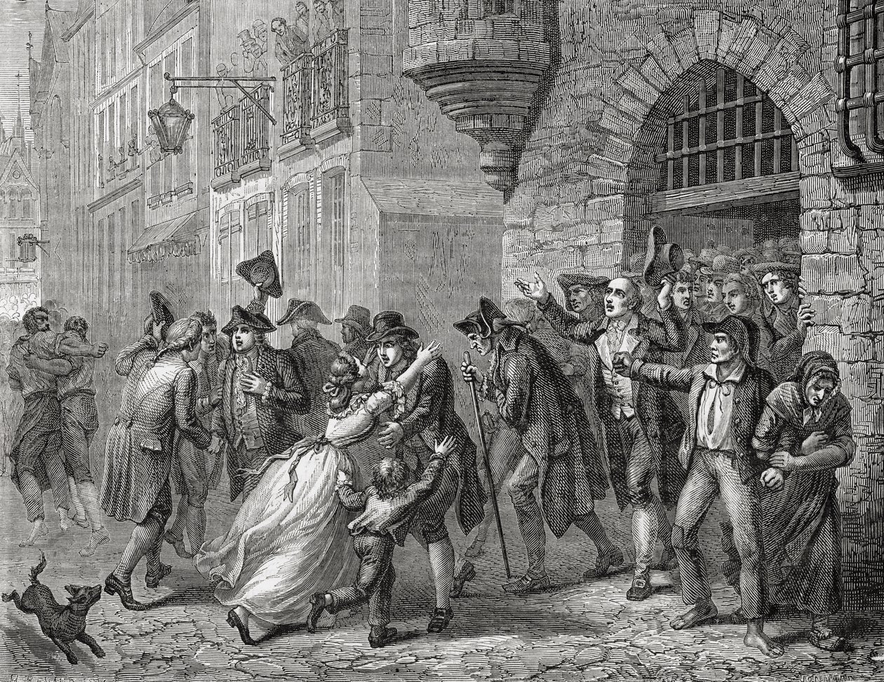 The Release of the Moderates, 1794, z „Histoire de la Revolution Francaise” Louisa Blanca (1811-82), rytowana przez Paula Jonnarda (zm. 1902) 1847-62 autorstwa Henri Renaud