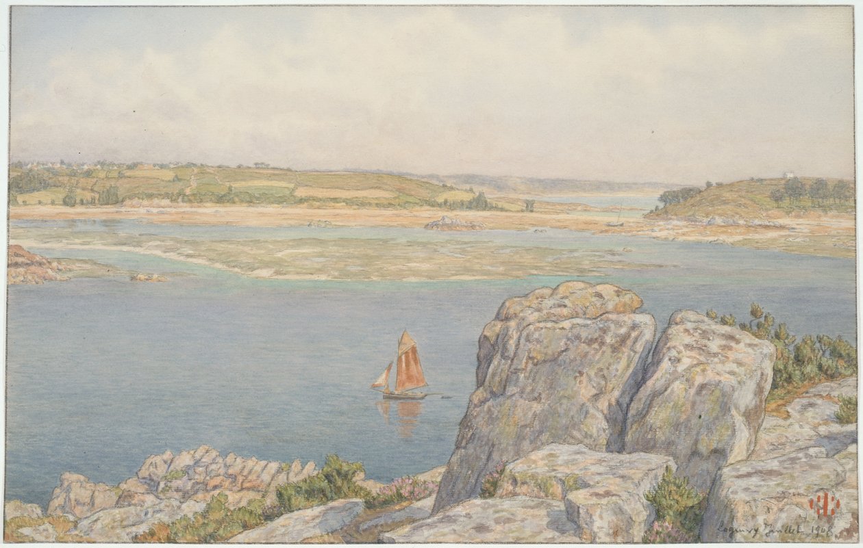Ujście rzeki Trieux przy Île à Bois, Loguivy autorstwa Henri Rivière