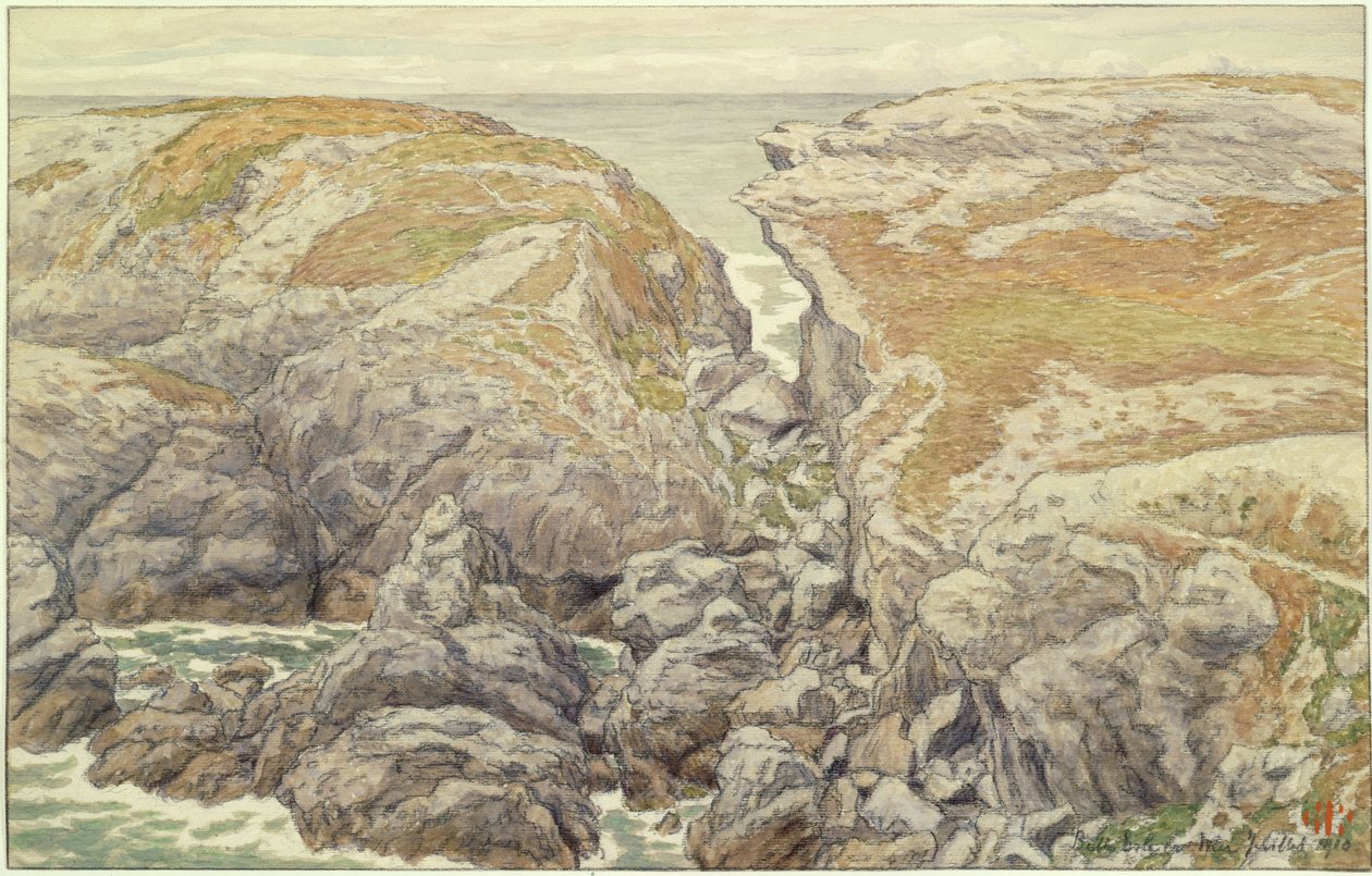 Klify na wyspie Belle-Isle na morzu autorstwa Henri Rivière