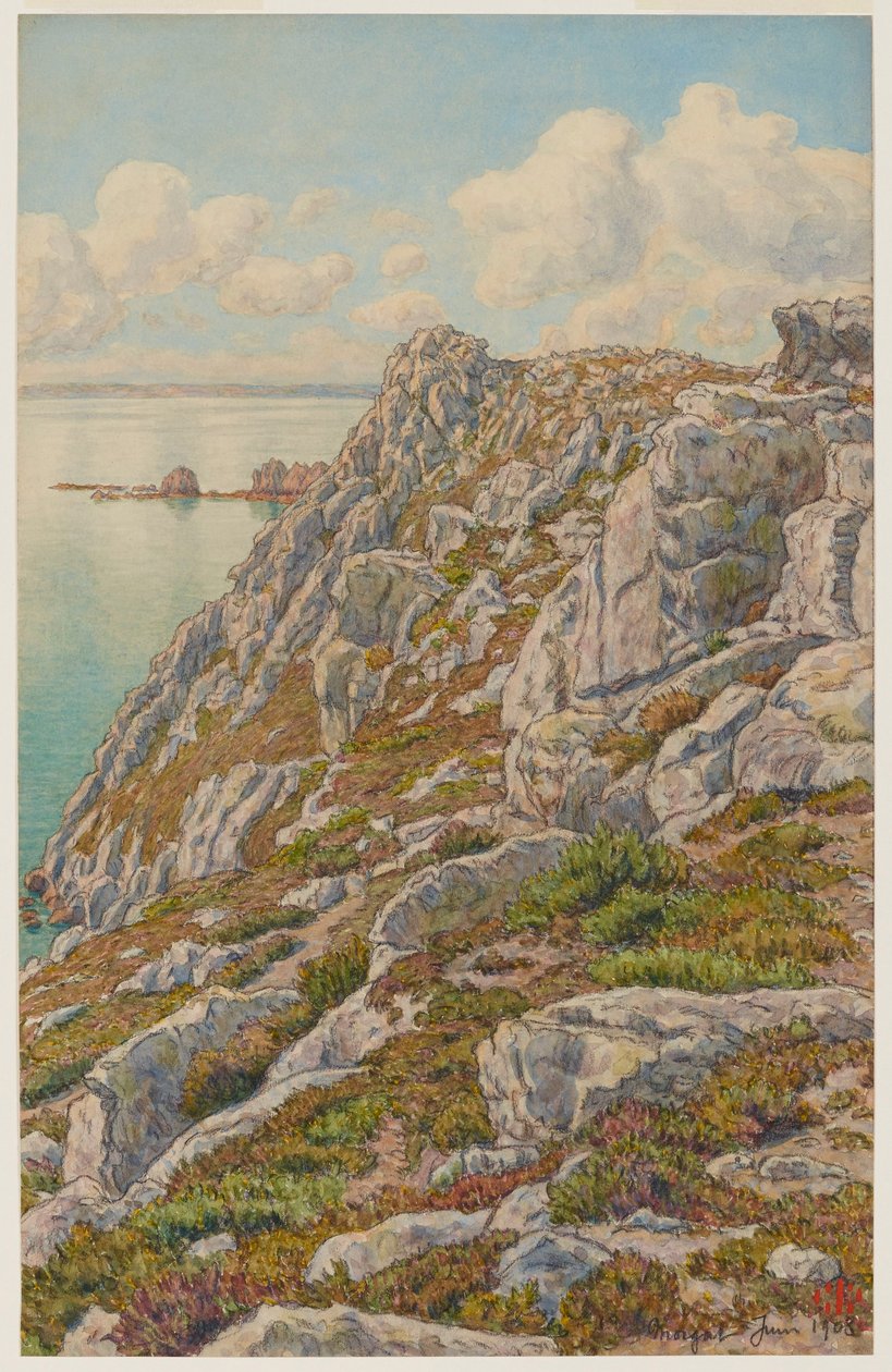 Klippen der Île Vierge. Bucht von Douarnenez. Morgat autorstwa Henri Rivière