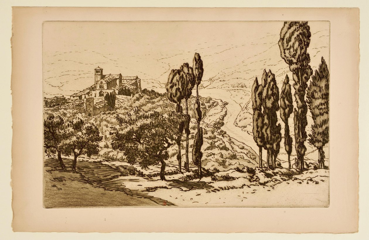 [Bazylika w Asyżu widziana z La Rocca] autorstwa Henri Rivière