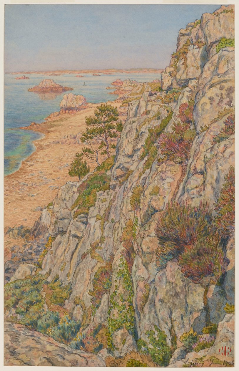Roc Neveu - Die Klippe des Vogels. Loguivy autorstwa Henri Rivière