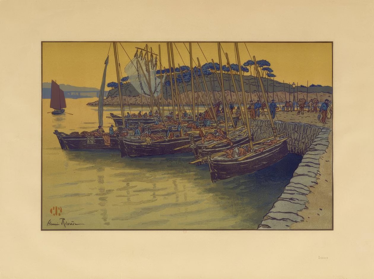 Przybycie łodzi do Tréboul autorstwa Henri Rivière