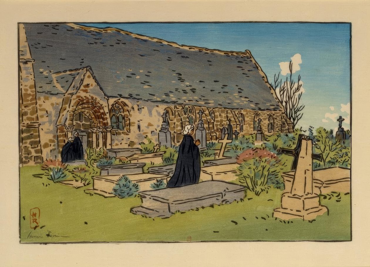 Cmentarz i kościół Perros-Guirec autorstwa Henri Rivière