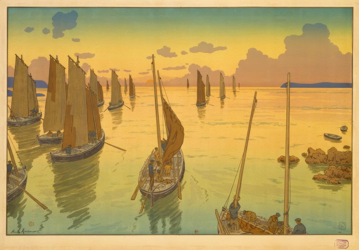 Zachód słońca autorstwa Henri Rivière