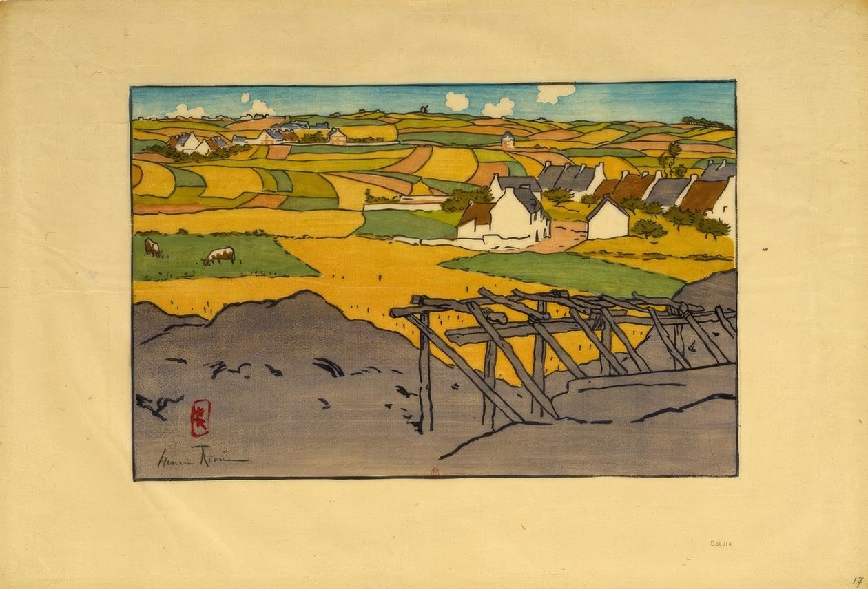 Wioska La Chapelle widziana z Tertres (Saint-Briac) autorstwa Henri Rivière