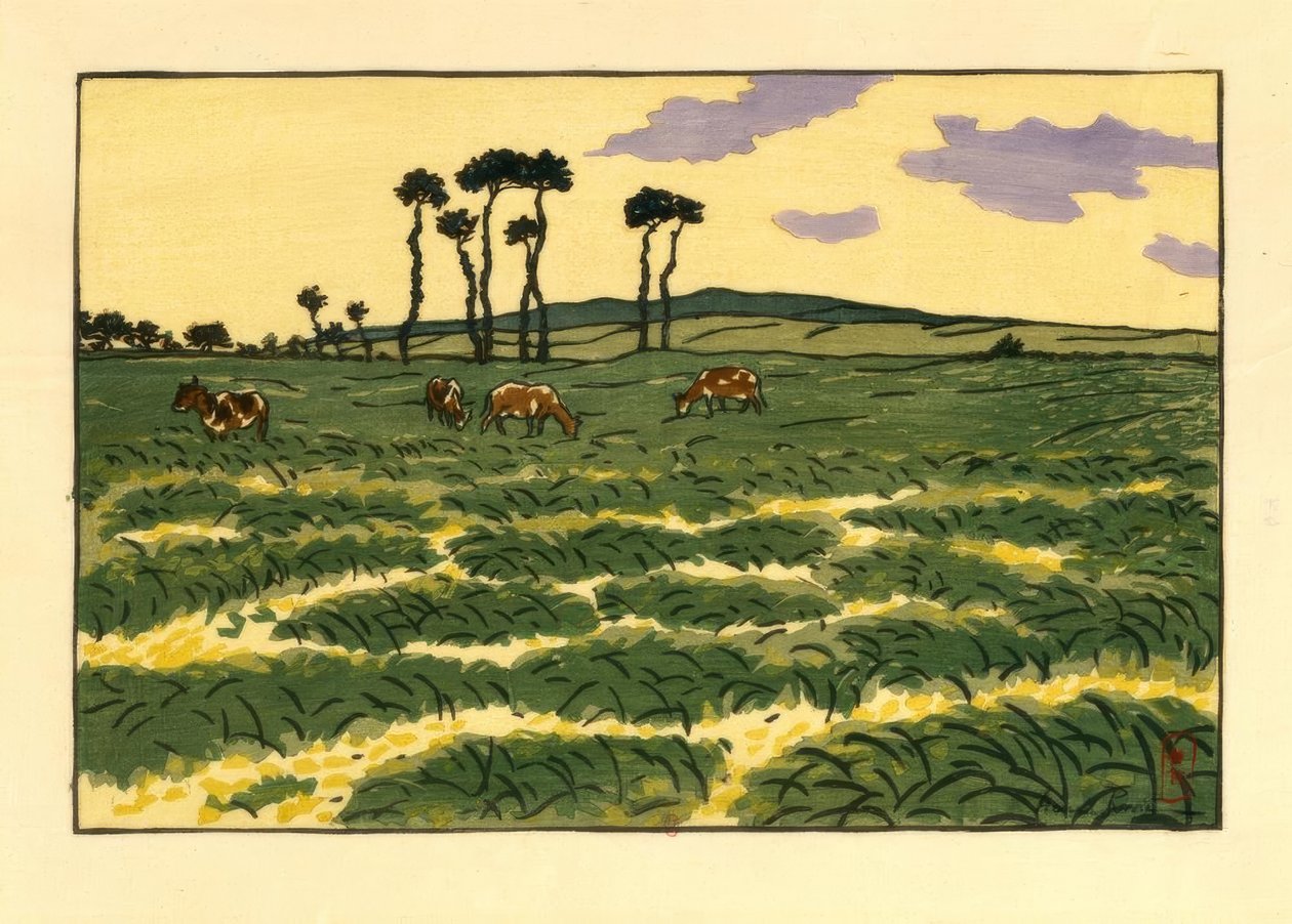 Krowy na polu Garde-Guérin (Saint-Briac) autorstwa Henri Rivière